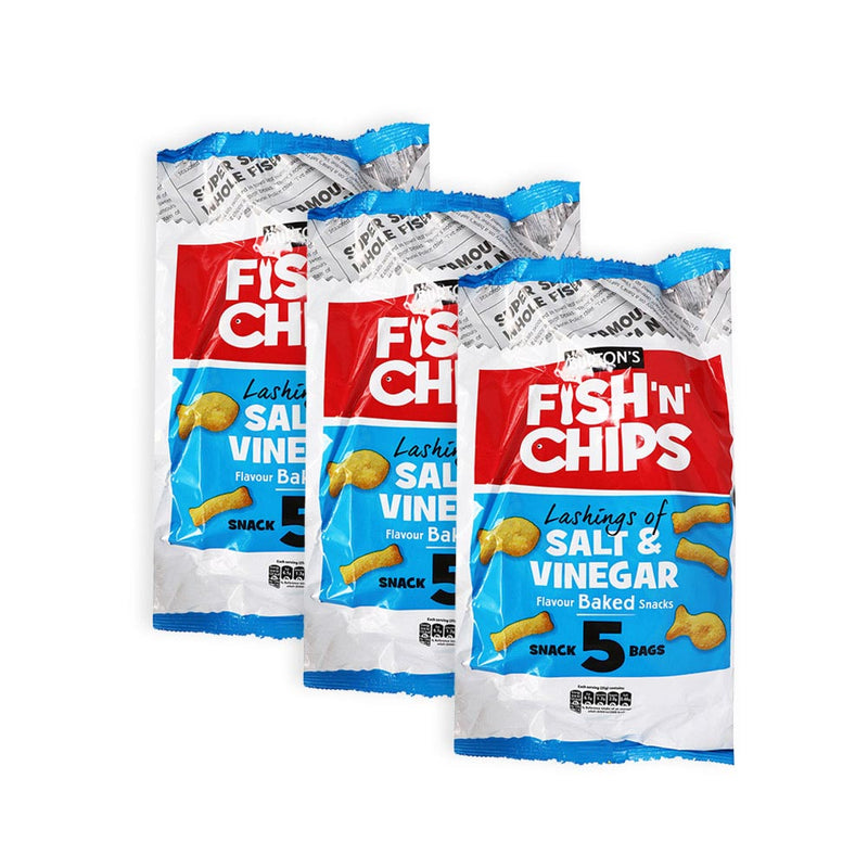 Burtons Fish and Chips Crisps Salt & Vinegar 5x25g