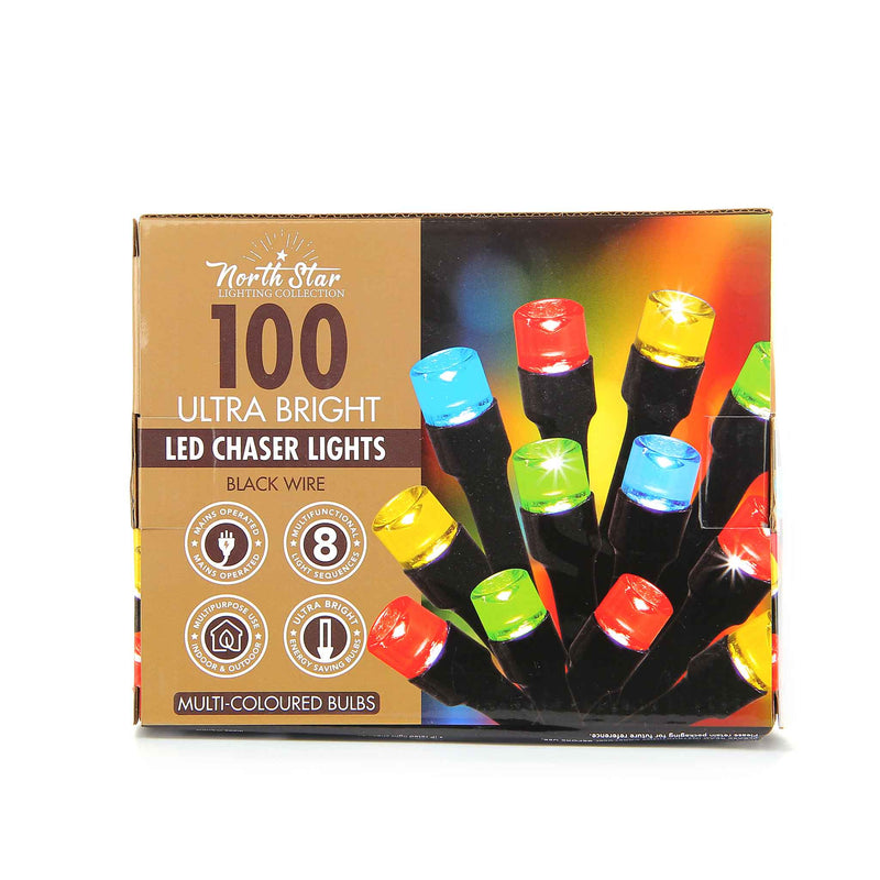 100 LED Chaser Lights Black Wire