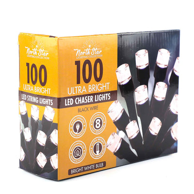100 LED Chaser Lights Black Wire