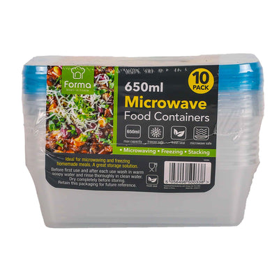 Microwave Food Containers 650ML 10PK