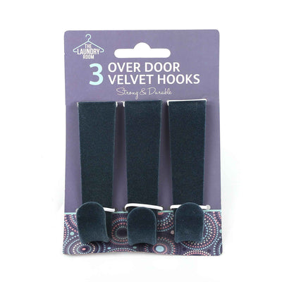 Velvet Over Door Hook 3PK