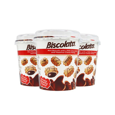 Biscolata Mini Biscuits with Milk Chocolate Cup 100g x 3Pack