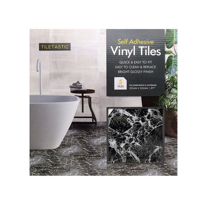 Dark Marble Self Adhesive Vinyl Floor Tiles 5Pack