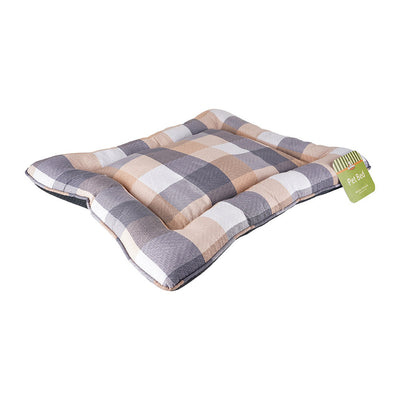 Tan Checkered Classic Pillow Dog Bed