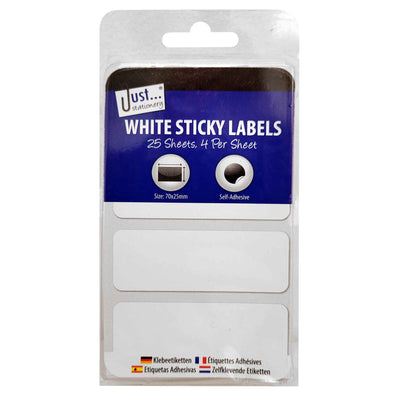 White 70x25mm Sticky Labels 100PC