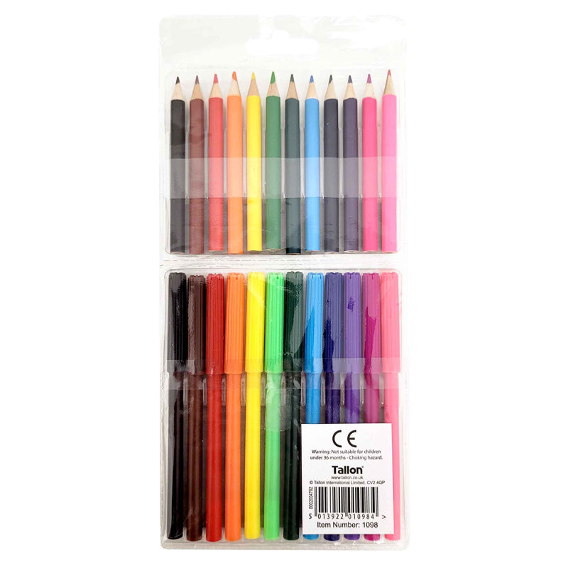 12 Fibre pens & 12 Colouring Pencils