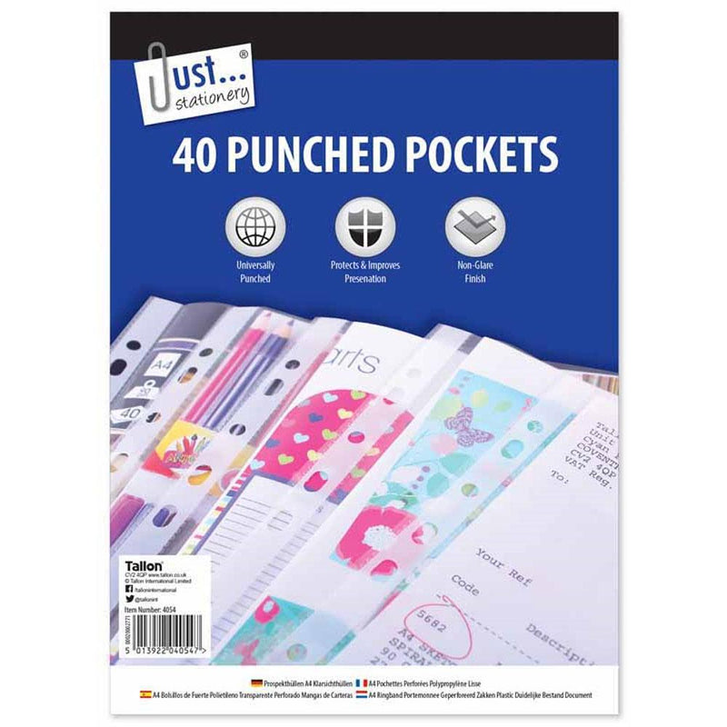 40 Clear plastic Punched Pockets