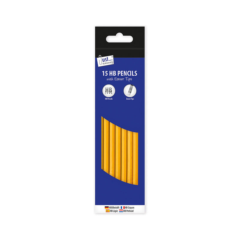 HB Pencils With Eraser 15 Pack
