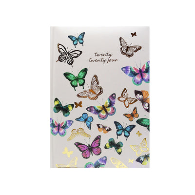A5 Diary Silver Foil Diary Week To View 2024