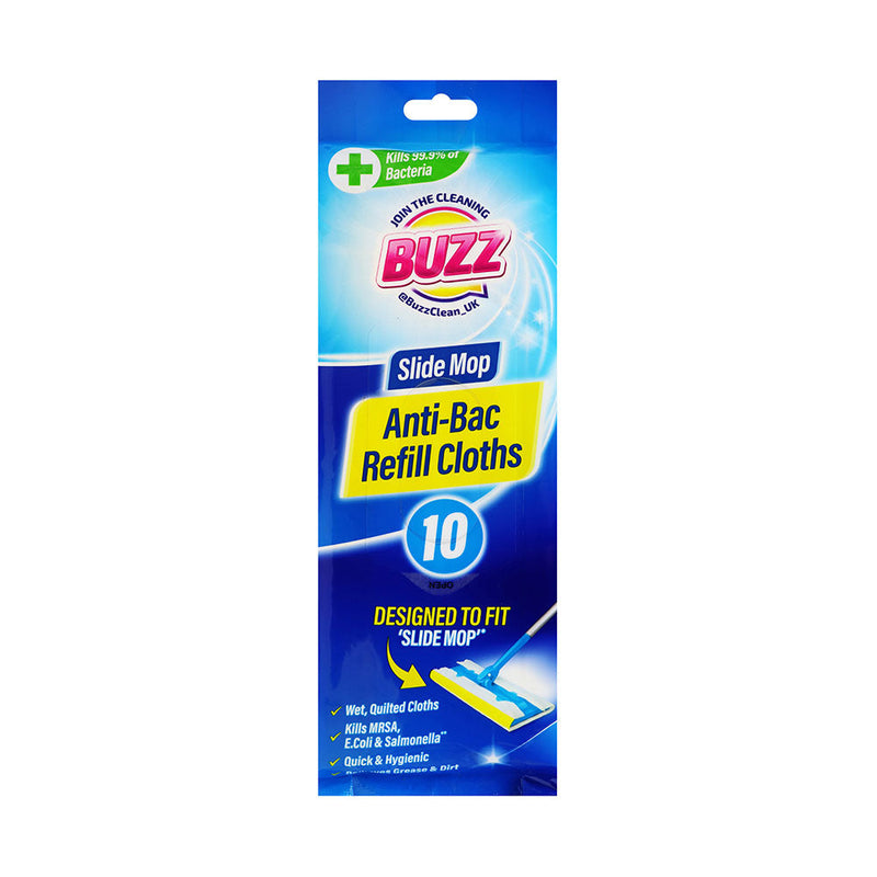 Buzz Slide Mop Anti Bacterial Refill Cloths 10Pack