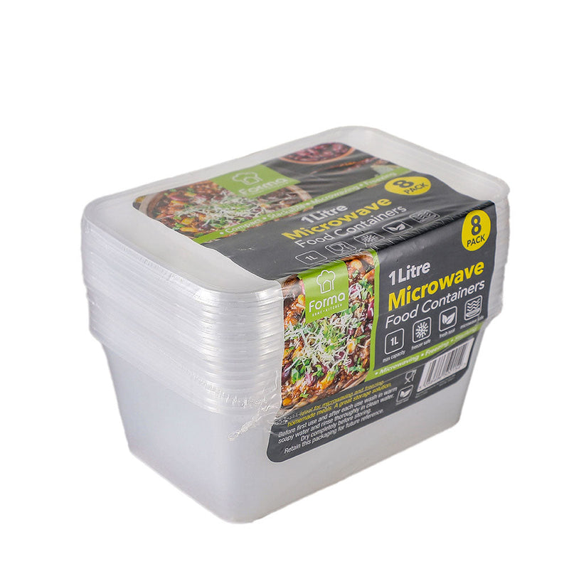Disposable Microwave Food Container 1L 8PK