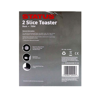Status 2 Slice Toaster Black