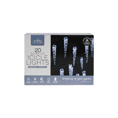 20 Ultra Bright Solar LED Icicles Lights White