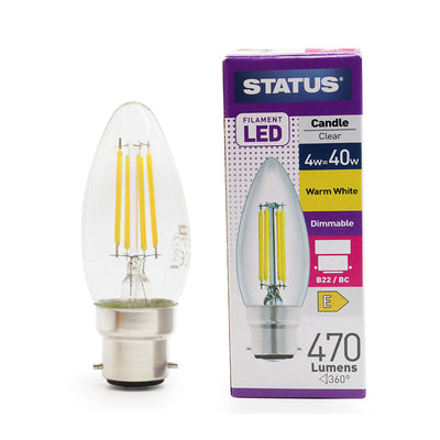 Dimmable LED Candle B22/BC Light Bulb Warm White