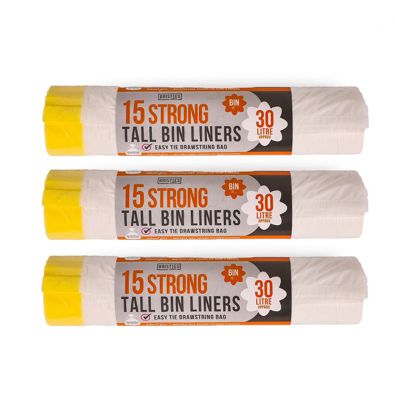 Drawst White Tall  Bin Liners 30L 15S