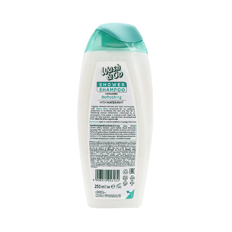 Wash & Go Refreshing Shower Shampoo Water Mint 250ML