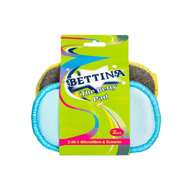 Bettina 2 in 1 Microfibre & Scourer Pad 2PK