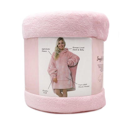 Oversizes Fleece Hoodie Wearable Blanket In Blush Pink