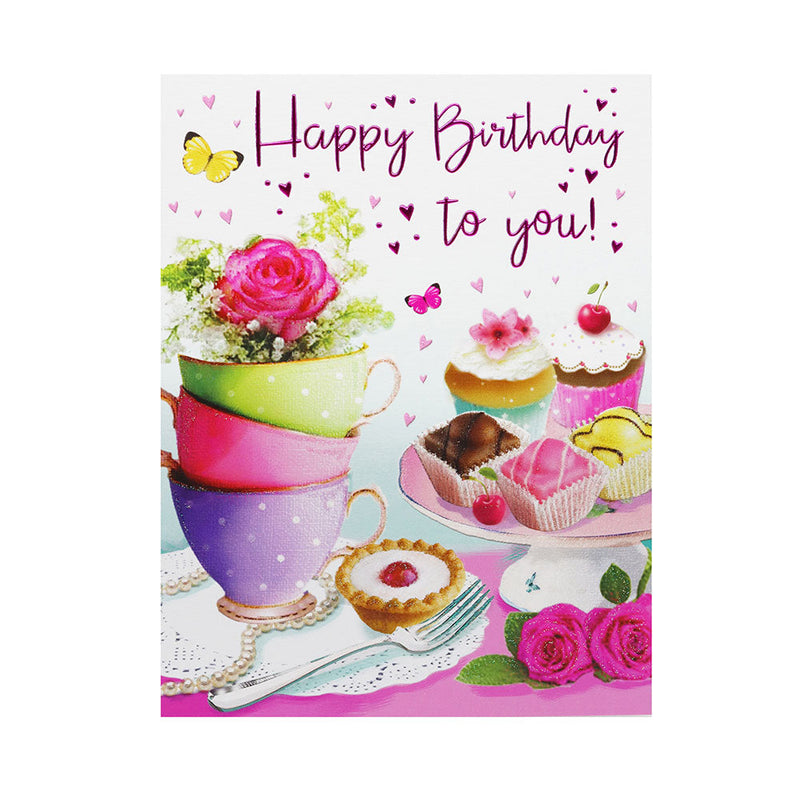 Birthday Card Teacups & Cakes