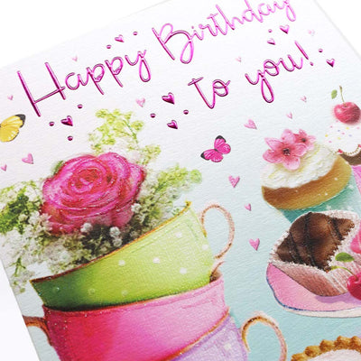 Birthday Card Teacups & Cakes