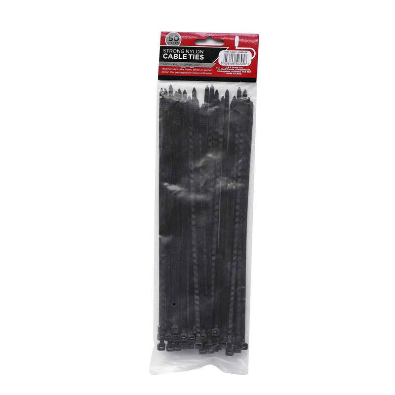 Black Strong Nylon Cable Ties 50PC