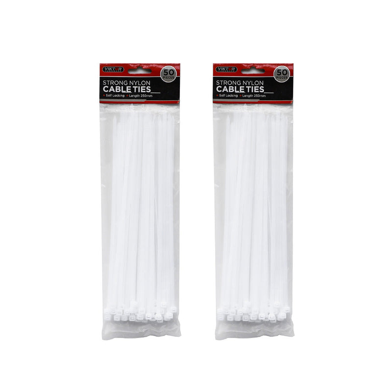 White Strong Nylon Cable Ties 50PC