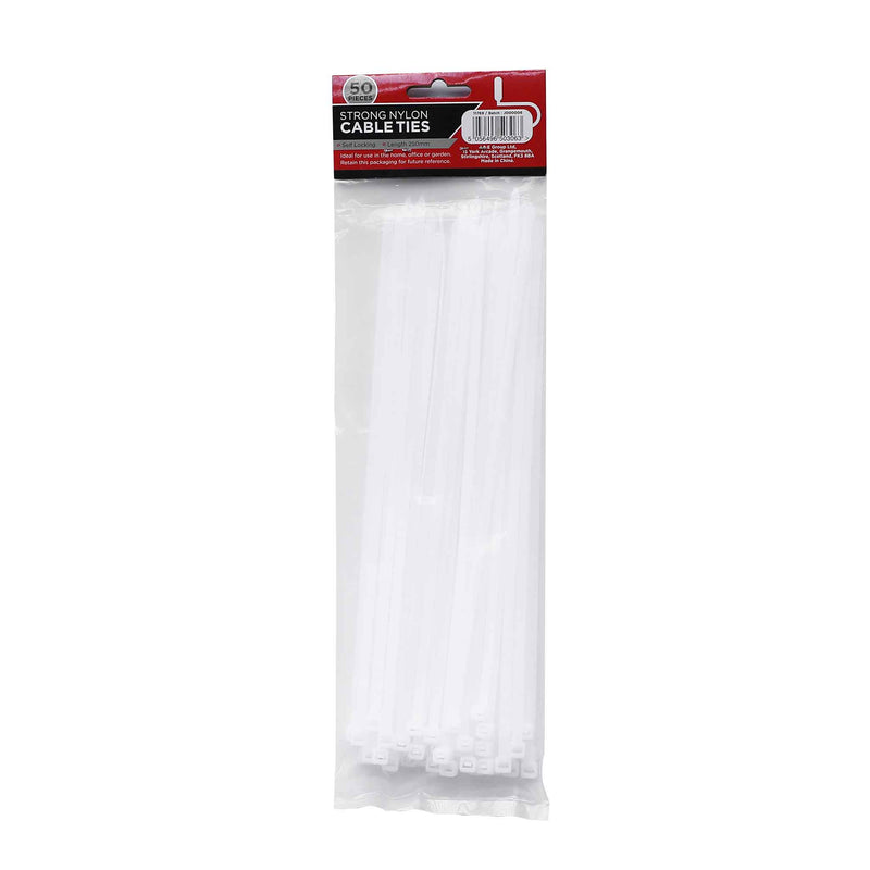 White Strong Nylon Cable Ties 50PC