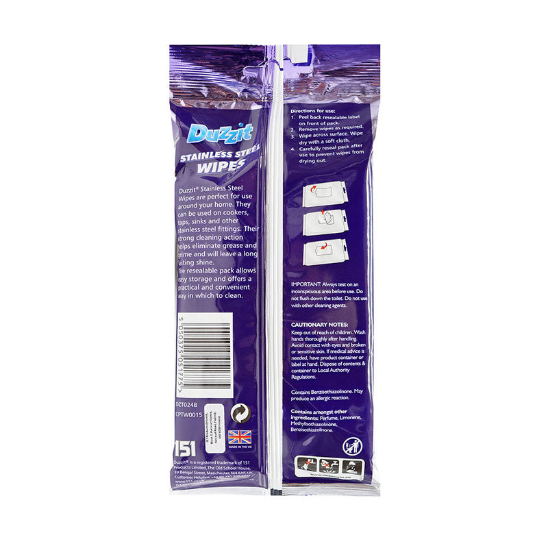 Duzzit Stainless Steel Wipes 40PC