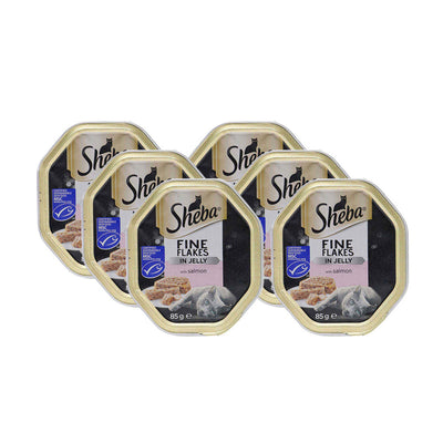 Sheba Fine Flakes Cat Food Tray in Jelly with Salmon 85g