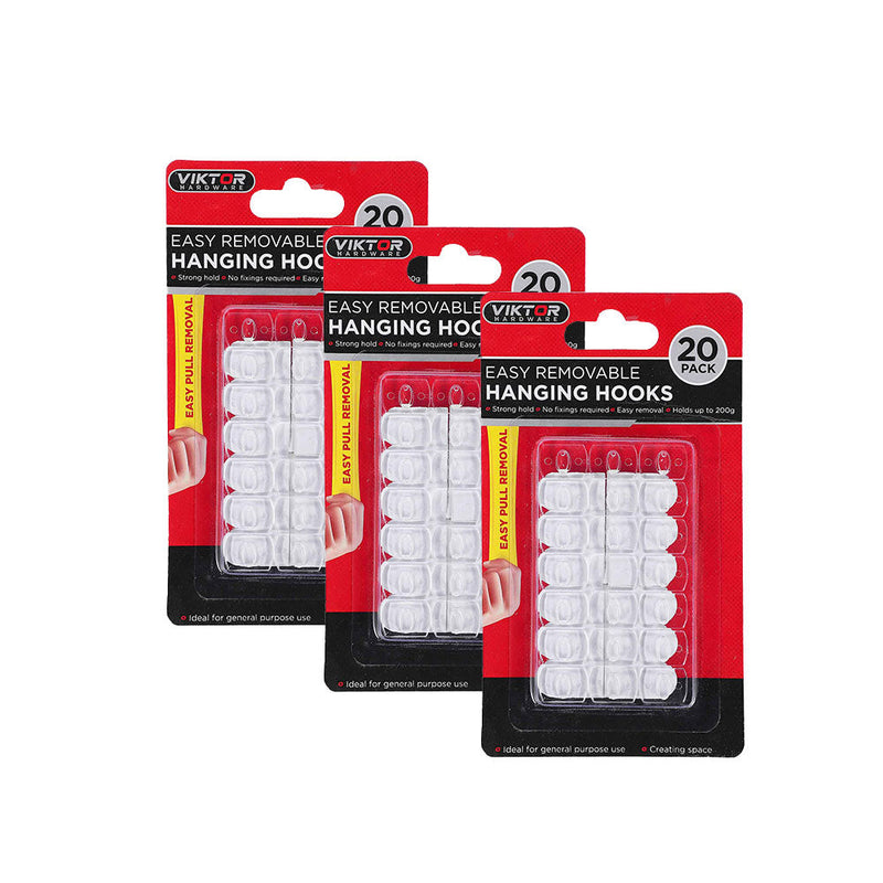 Removable Hanging Hooks Clear 20PC