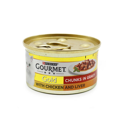 Gourmet Gold Cat Food Chicken & Liver Chunks in Gravy 85g