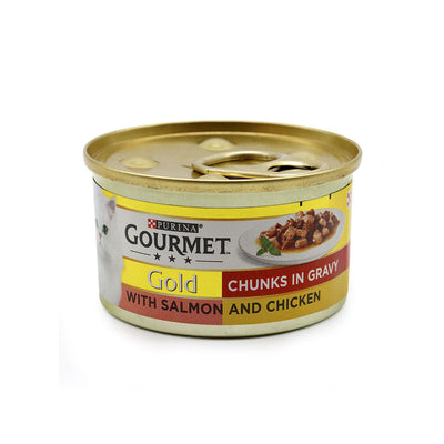 Gourmet Gold Cat Food Salmon & Chicken Chunks in Gravy 85g