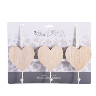 Wood Effect Heart Overdoor Hooks
