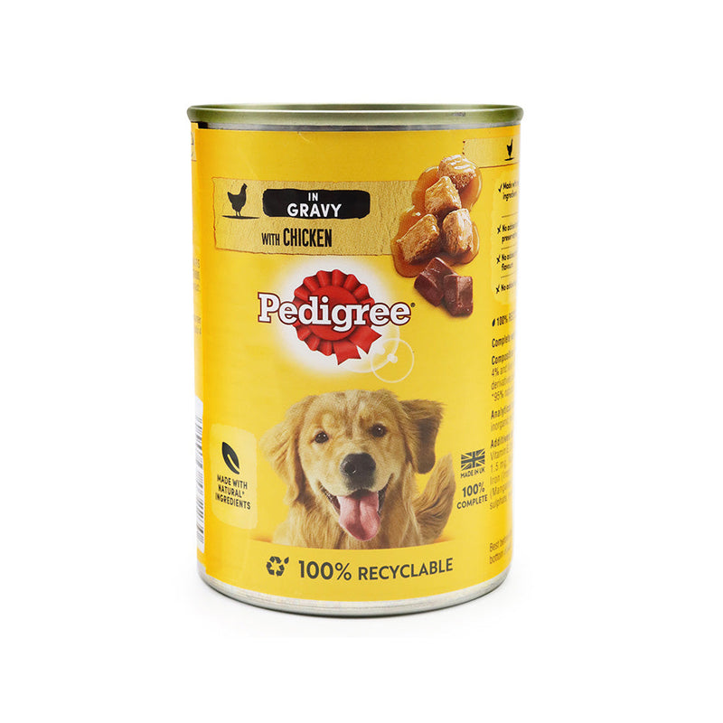 Pedigree Adult Wet Dog Food Tin in Gravy With Chicken 400g