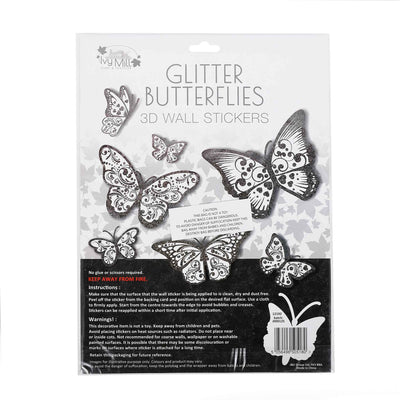 3D Glitter Butterflies Wall Stickers