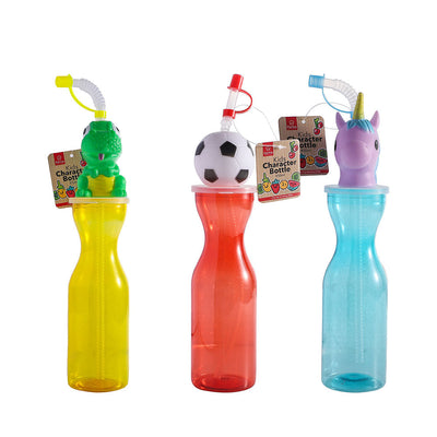 Kids Character Bottle With Straw