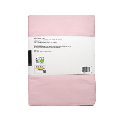 Cotton Rich Percale Pink Fitted Sheet Double Size