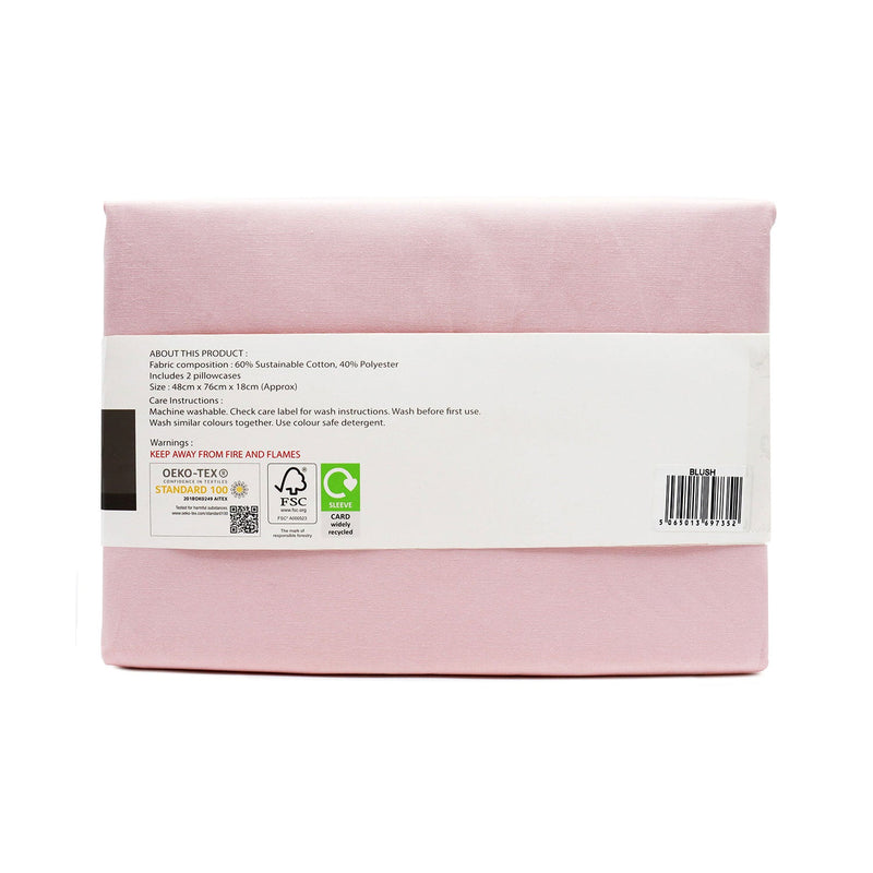 Cotton Rich Percale Pink Pillow Case 2 Pack