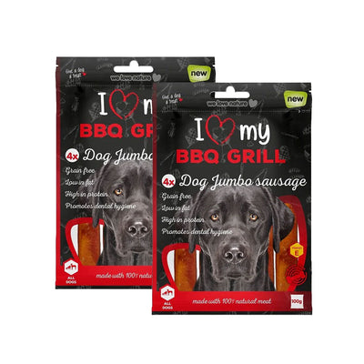 BBQ Grill Jumbo Sausage Pet Dog Treats 4Pack 100g