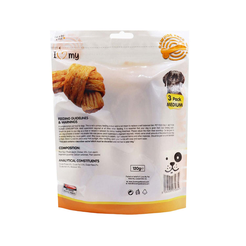 Knotted Chewing Bones Chicken Flavour 125g For Medium Dog