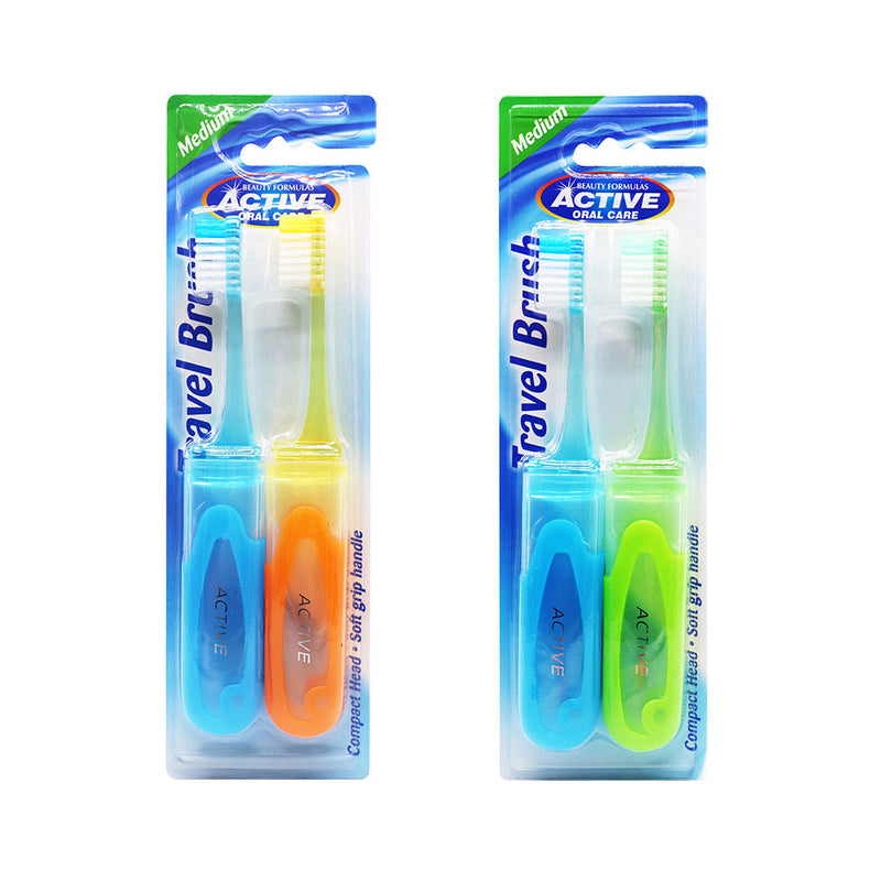 Active Oral Care Travel Toothbrush Medium 2Pack