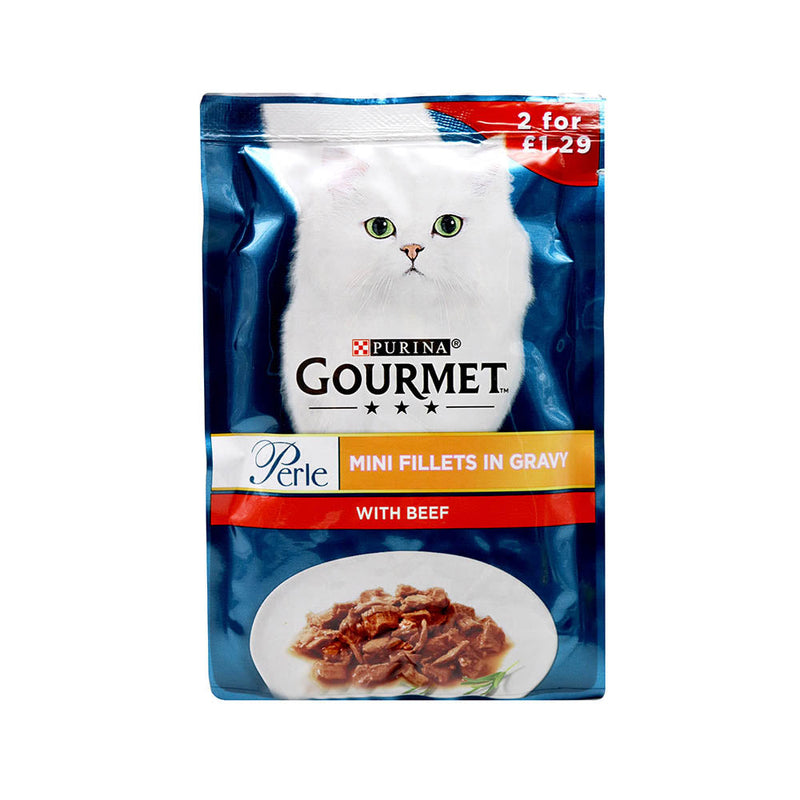 Gourmet Perle Cat Food Mini Fillets Beef In Gravy 85g