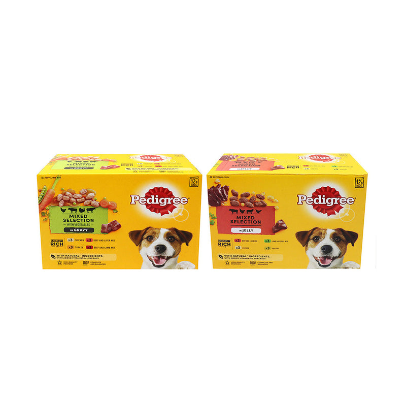 Pedigree Adult Wet Dog Food Mixed Selection Pouches 12x100g
