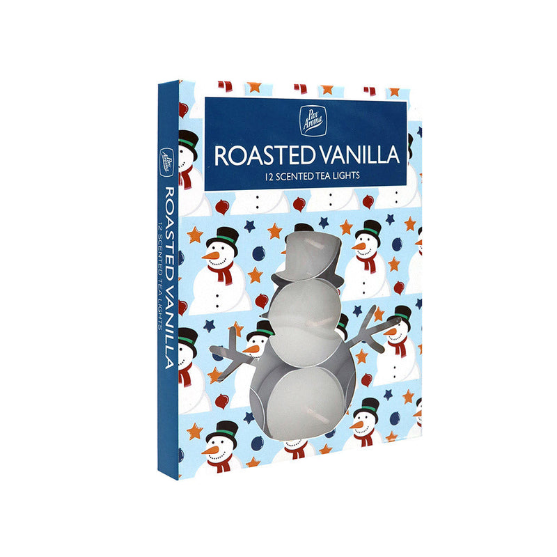 Snowman Roasted Vanilla Scented Tealights 12PK