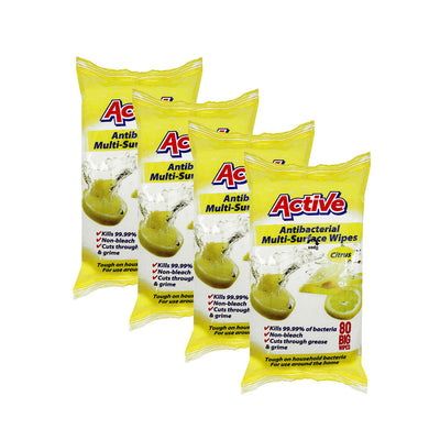 Active Antibacterial Multi-Surface Wipes Citrus 80S