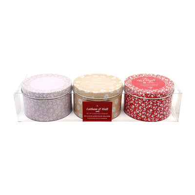 Latham & Hall Set of 3 Scented Tin Candles (Vintage,Apple,Rose)