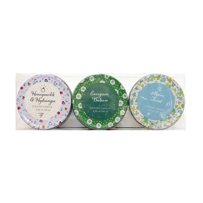 Latham & Hall Set of 3 Scented Tin Candles (Honeysuckle,Balsam,Forest)