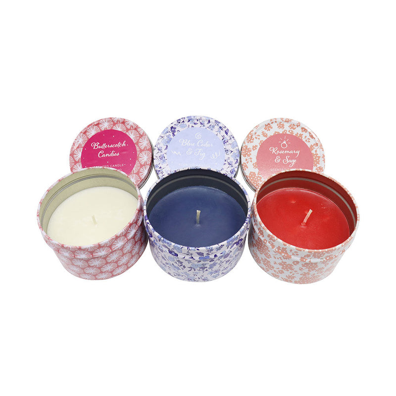Latham & Hall Set of 3 Scented Tin Candles (Butterscotch,Blue Cedar,Rosemary)