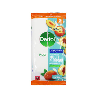 Dettol Peach Antibacterial Multi Purpose Wipes 50pcs