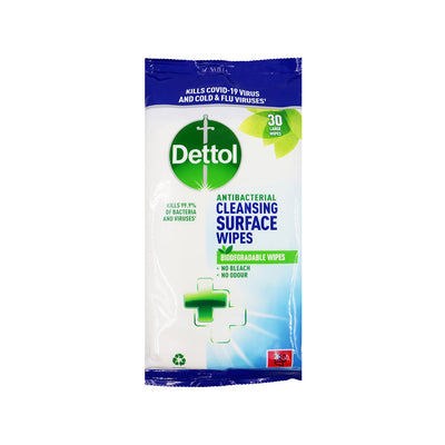 Dettol Antibacterial Biodegradable Cleaning Surface Wipes 30pcs